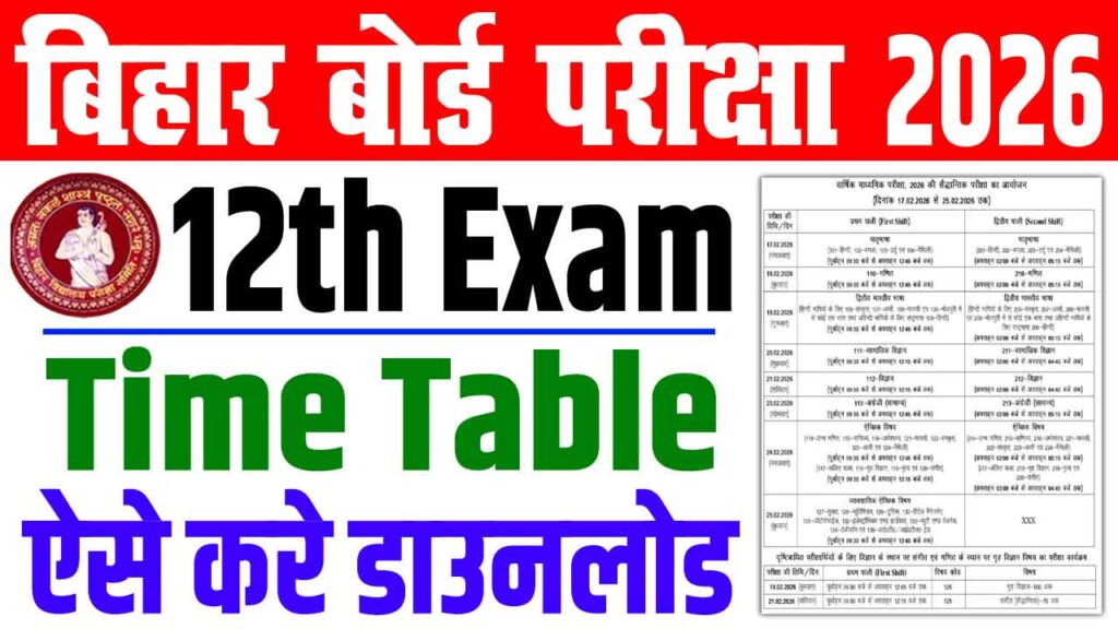 Bihar Board 12th Exam Date 2026