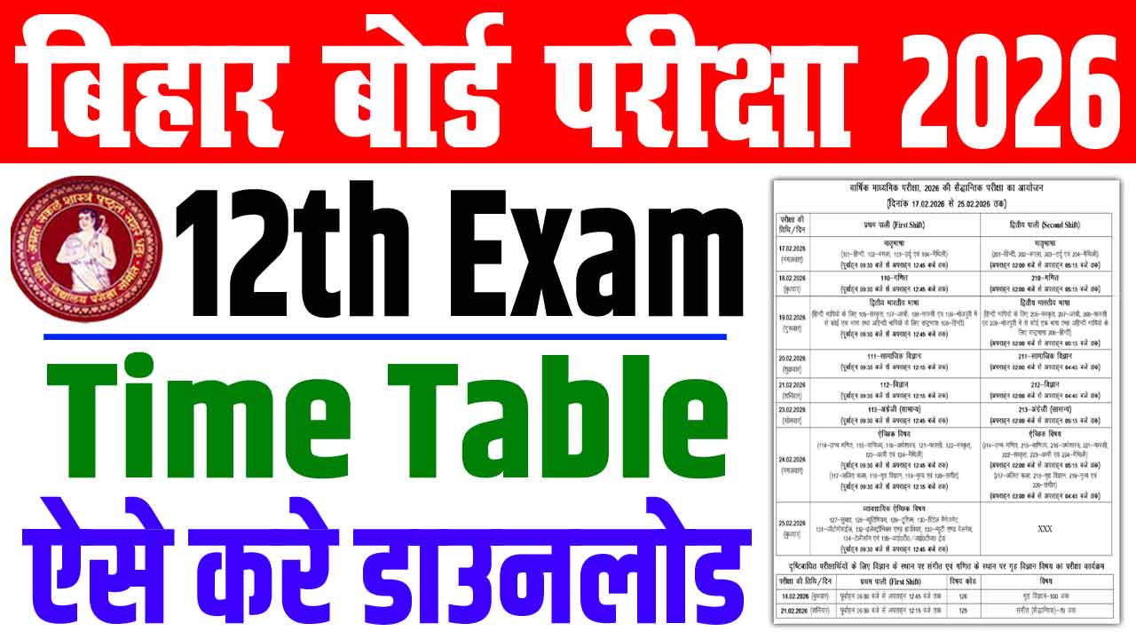 Bihar Board 12th Exam Date 2026
