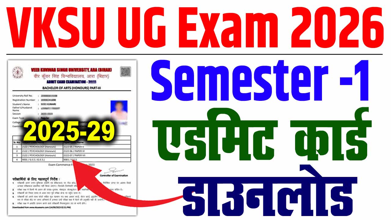 VKSU Semester 1 Admit Card 2025-29